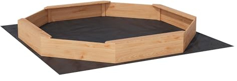 Octagonal Cedar Kids Sandbox with Bench Seats, Protective Cover & Liner – Outdoor Wooden Sandpit for Backyard Play