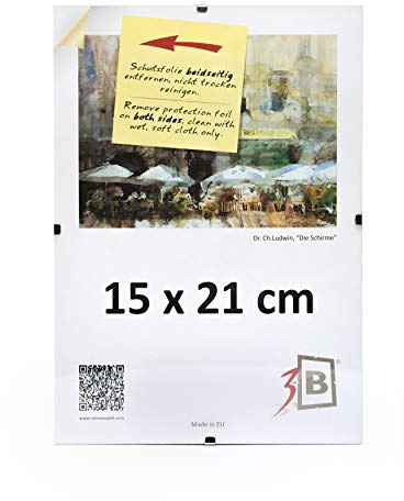 3-B Bilderrahmen - rahmenloser Bildhalter mit Acrylglas - Cliprahmen 15x21 cm (A5) - 10-Pack