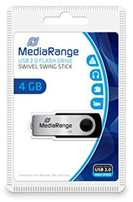 MediaRange Flex Clé USB 4GB MR907 USB 2.0 Noir-Argent 15MB/s