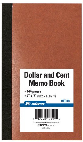 Adams Dollar and Cent Memo Book, 7 x 4 Inches, 144 Pages (AFR18)