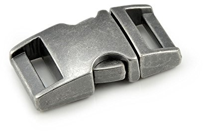 Ganzoo fibbia a scatto con clip di sgancio rapido per cordino e cinturino, in lega metallica, colore stone, per bracciali paracord e cordoncini, dimensioni 33 x 15 mm, misura 3/8, set 5, taglia M