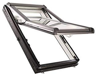 Roto Designo R7 WDF R75_K W WD AL Hoch-Schwingfenster aus Kunststoff mit Wärmedämmung und Eindeckrahmen (Eindeckrahmen: EDR Rx WD 1x1 EZI AL, 74 x 118)