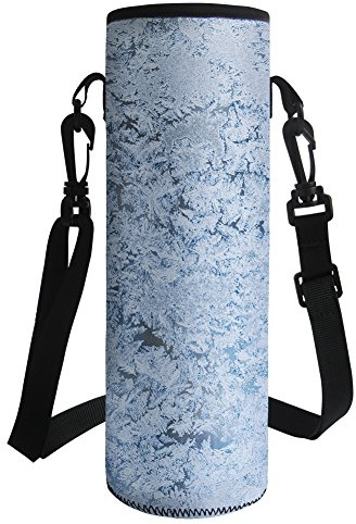 HUGS IDEA Neopren isolerad vattenflaska bärare axelrem flaskskydd, Snöflinga, L, Anpassad