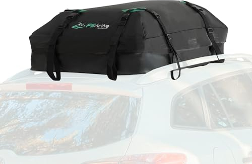 FE Active Dachgepäckträger Tasche Dachkoffer – 428L 100% Wasserfester KFZ-Gepäckträger mit extra breiten Spanngurten, wasserdichte Dachtasche für mehr Stauraum, kompakt faltbare Gepäcktasche fürs Auto