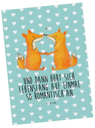 Mr. & Mrs. Panda Postkarte Füchse Liebe - Geschenk, Fuchs, Ehe, Fotokarte, Ansichtskarte, Grußkarte, Postkarten, Ansichtskarten, Ehemann, Partner