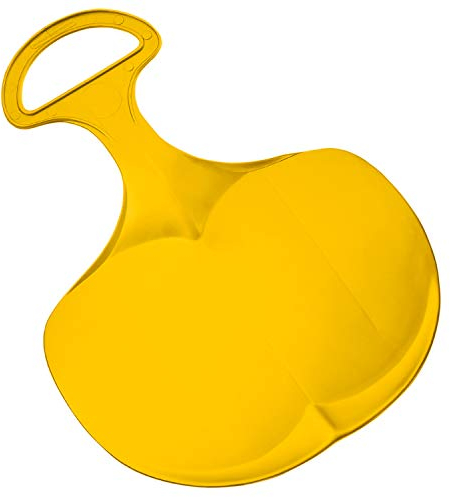 Lenkschlitten für Kinder & Erwachsene - robuster Poporutscher mit Griff - Schlitten Made in Germany - Bob Schlitten für die Wintertage - Schneeteller für groß und klein (gelb)