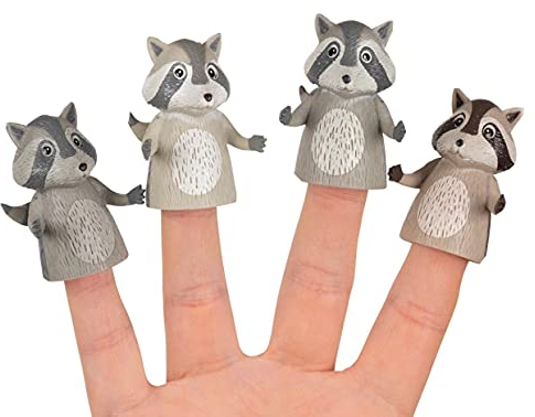 Fingerpuppen-Set, Waschbären, 4-teilig