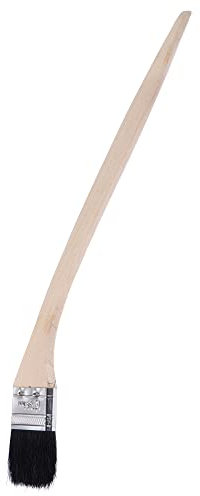 sourcing map Bent Radiator Paint Brush 16 Length 1.5 Width Bristle with Long Wood Handle for Wall Treatment Black