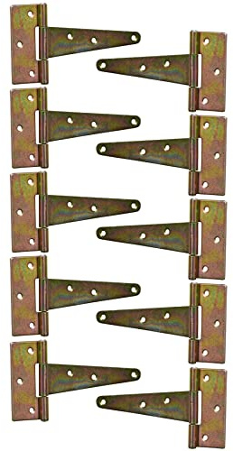BRESKO Kreuzgehänge Scharnier Torband Türband Ladenband T-Scharniere T-Bänder verzinkt (10 Stück - 125x30x80 mm)