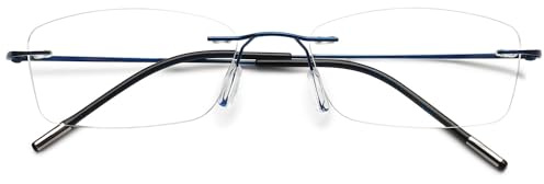 VEVESMUNDO Randlos Titan Lesebrille Anti Blaulicht Ultraleicht Metall Blaulichtfilter Sehhilfe Lesehilfe Brillen Ohne Rahmen für Herren Damen (1 Stück Grau, 0.0)
