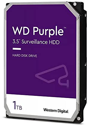 WD Purple 1TB per disco rigido interno di videosorveglianza da 3,5 - Tecnologia AllFrame™ - 180 TB/anno, 64 MB di cache, garanzia di tre anni