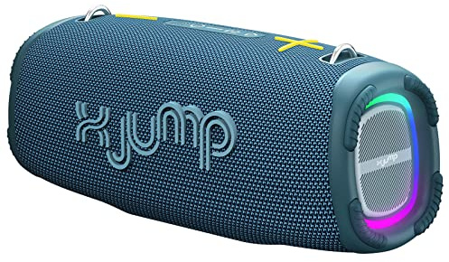 X JUMP XJ 200 Cassa Wireless Portatile Amplificata 90W, Alte Prestazioni, con Funzione TWS, USB, AUX-IN, Microfono Incorporato, Speaker Wireless Resistente all'Acqua Waterproof IPX5, Blu