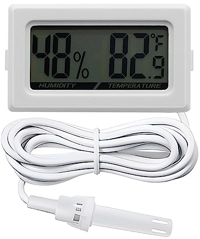 Thermomètre Hygromètre Numérique Sonde pour Reptiles 2 en 1 Terrarium Moniteur avec Lecture Instantanée Mini Design pour Réservoir Tortue Cage Lézard Aquarium Habitat (Blanc)