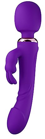 Doppelkopf Rabbit Vibratoren Silikon Massagestab mit 10 Vibrationsmodi für Sie, JFRong Leise Realistischer Dildo Vibrator G Punkt Klitoris Stimulator Erotik SM Sexspielzeug für Frauen Paare(Lila)