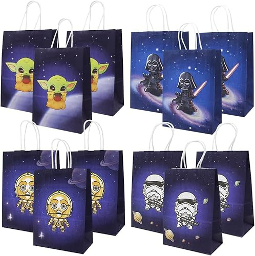 Geschenktaschen Party Süßigkeitentüten Partytüten Papiertüten Candy Tüten Wiederverwendbare Tasche Party Supplies KinderGeburtstagsfeier, 12pcs