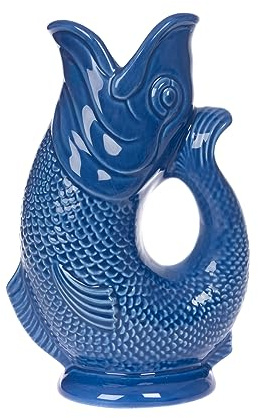 Iconic Azure Blue Glug Jug Small 23cm 750ml | Gurgle Fish Jug and Fish Vase