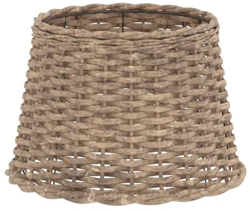 vidaXL Lamp Shade - Natural Wicker Construction, Versatile Ceiling/Table Lamp Shade, Robust Painted Iron Holder, Brown, Ø40 x H26 cm