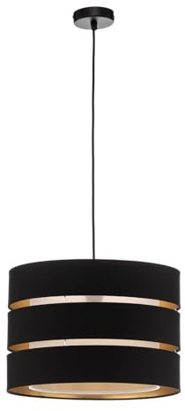 Lindby lámpara colgante en negro, oro, luminaria suspendida | e27, escandinavo, de tela para sala de estar, salón, dormitorio, comedor