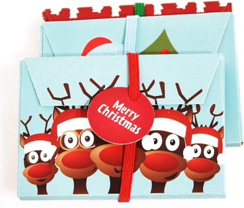 KAMACA 6er Set Geschenkschachteln für Geldgeschenke kleine Geschenkboxen mit Verschluss Verpackung für Bargeld Schmuck & kleine Aufmerksamkeiten Weihnachten (6er Set Geschenkumschlag Santa & Friends)