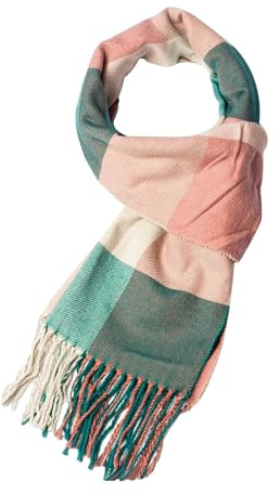 1Stück Damenschal, Herbst und Winter warmer Schal, gestrickter Quastenschal, Patchwork karierter Schal, weicher dicker Schal, modischer und vielseitiger Schal, Winterkleidung mit passenden Stücken