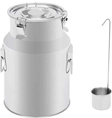 ROGONPDK Edelstahlfass Milchkanne 28 L Milk Jug Made of Stainless, Milk Transport Barrel Wine Bucket mit Lid und Carry Spoon