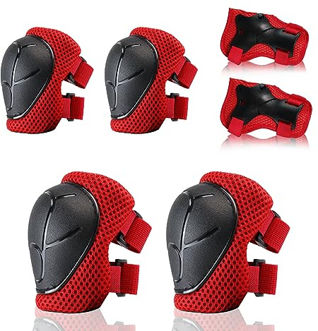 BURSUN Knieschoner Kinder, Verstellbar Schoner Inliner Kinder Knieschützer Protektoren Set knie und Ellenbogenschützer Handgelenkschoner Kinder Schützer für Inliner Fahren Skateboard