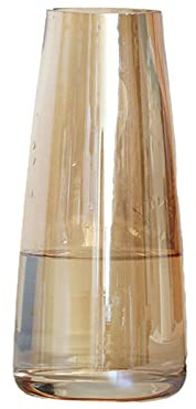 Bernsteinfarbene Transparente Glasvase für Blumen, Irisierte Kristallglasvase, Dekorative Schillernde Tischvase aus Glas für Geburtstag, Hochzeit, Einweihungsgeschenk (1)