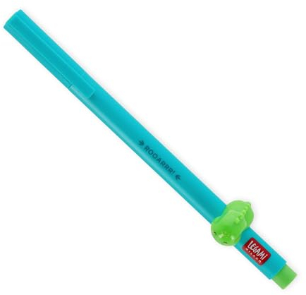 Legami - Gelschreiber mit dekorativem Tier - Lovely Friends, Dino-Thema, nicht rollend, grün Tinte, entfernbares und wieder kombinierbares Tier, 0,5 mm Spitze