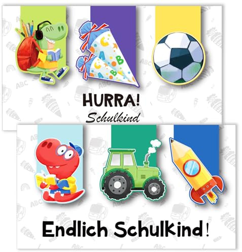 DPKOW 6 Stk 2025 Schulkind Lesezeichen Jungen: Schulanfang Geschenke für Jungen - Dinosaurier, Fußball, Rakete, Auto
