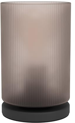 EGLO Nachttischlampe Colomera, elegante Glas Tischlampe | Zimmer Deko Schlafzimmer, Wohnzimmerlampe aus Metall in Schwarz und Rauchglas, E27 Fassung, Ø 12 cm