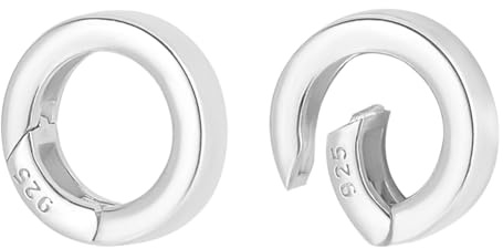 PH PandaHall 2 anillos de plata de ley 925 con resorte, cierre redondo de 12 mm, conector de joyería circular, cierres a presión, cierres y cierres de collar, conector potenciador de collar para hacer