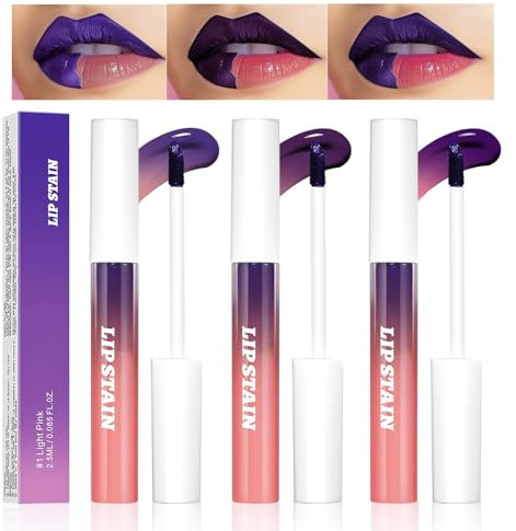 Lip Stain Peel off - 3 Colors Lip Tint Peel Off - Matte Peel Off Lip Stain - Non-Stick Cup Lip Gloss - High Pigmented Longwear Waterproof Lip Liner Tint Makeup for Women Girls