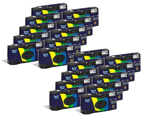 GT PHOTO GT27FL Realishot Flash - Pack de 20 Appareil Photo Jetable 35mm avec Flash, 27 Poses, Idéal pour Événements, Voyages et Souvenirs, Compact, Léger et Facile à Utiliser - Gris