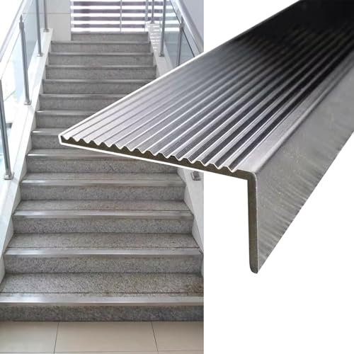 WhamtL Stair Nosing Stair Edge Trim Metal, Silver Stair Nosing Protector, Anti Slip Step Edge Trim Strips for Indoor Outdoor, Staircase Treads Corner Guard(L 110cm (43 1/4),W 3cm(1 1/8))