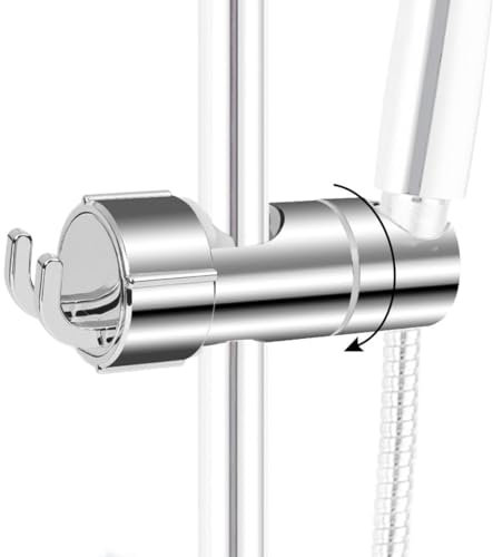 Support de Douche Réglable avec 2 Crochets,Support de Pommeau de Douche pour Barre Coulissante 19-25 mm,Universel Support de Pommeau de Douche,Support de Douchette Barre Coulissante sans Perçage