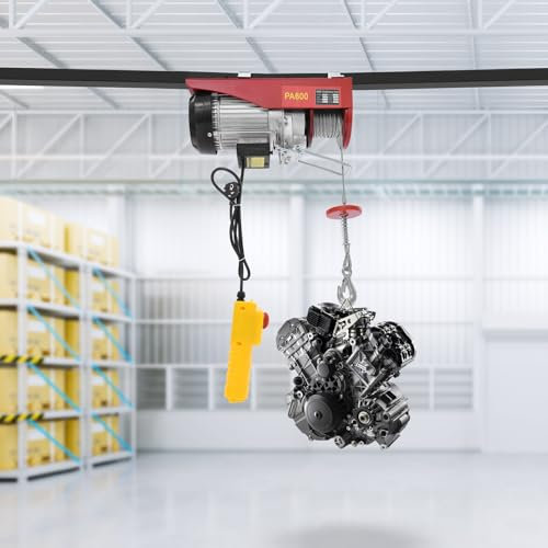 Elektrische Seilwinde 300KG~600KG Zwei Hebemodi Elektrohebezeug 12m/6m Hubhöhe Elektrohebezeug mit Kabelfernbedienung Motorwinde für Garage, Lagerhäuser, 10m/min Hubgeschwindigkeit