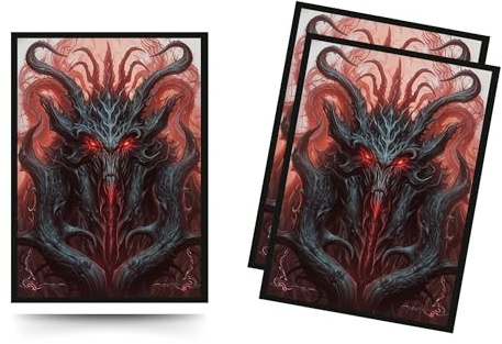 Sammelkartenhüllen für MTG, TCG & Sportkarten – 100 Stück – 66 x 92 mm – Kristallklare Vorderseite & Glänzende Art-Rückseite – Deck Protector Sleeves - Inferno King Design