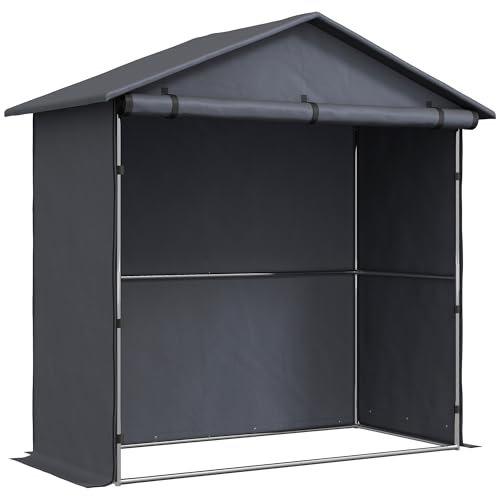 Outsunny Tenda Garage 1.1x2 m con Ingresso Avvolgibile, Corde e Picchetti, Garage per Esterno in Acciaio Zincato e Oxford 420D, per Bici e Attrezzi da Giardino, UV30+, Grigio Scuro