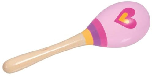 goki 61844 – Maracas Herz – Musikinstrument aus Holz für Kinder, 20 cm, rosa