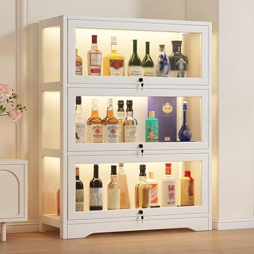 Freistehender Weinschrank mit abschließbaren Türen, großer Kapazität und starker Tragfähigkeit für sichere Aufbewahrung, ideal für Wohnzimmer, Restaurant und Bar