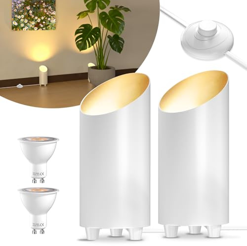 Lamptobe 2 Pack Uplighting Indoor Floor Can Light,5W 3000K Up Lights with 6.5 FT Plug Cord&Foot Switch,Plant Uplighters Light Up Lights Uplighting Floor Spotlight for Accent Lighting Plants or Artwork