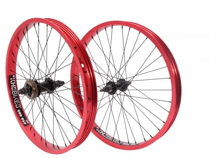 KHE Prism BMX 20 Zoll Laufradsatz, 38mm Breite, 7005 Aluminium, Rot Eloxiert, mit 16T Freilaufritzel