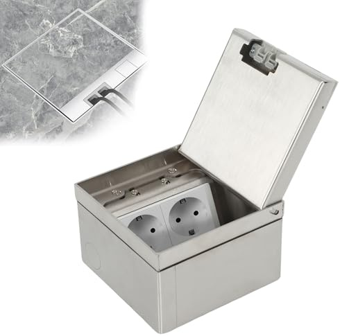 Btstil Réservoir au sol, prise encastrée en acier inoxydable, prise encastrée au sol étanche pour cuisine, salon, bureau, réservoir au sol escamotable (2 AC)