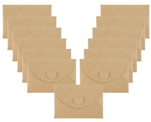 Lvjkes Mini Briefumschläge, 60 Stück Kraftpapier kleine Umschläge, für DIY Bastelprojekte, Hochzeit Geburtstagsfeier Einladung (Braun)