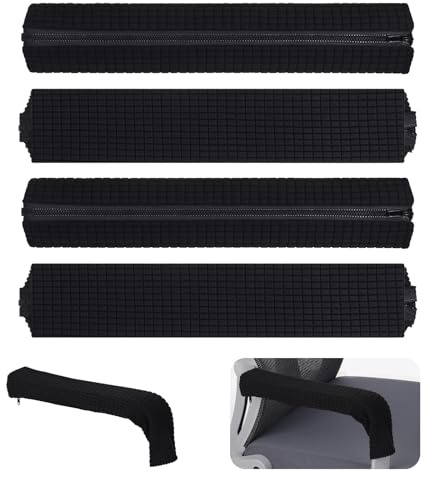 Tweruna 4 Pcs Office Chair Arm Covers, Chair Arm Covers Protectors with Zipper, Office Universal Slipcovers, Washable Elastic Chairs Hand Rest Protector