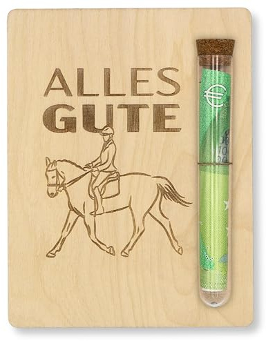 ZUKLA Verpackung für Geldgeschenke Pferde - 13 x 10 cm - mit Reagenzglas - Geldgeschenk Hufeisen - Mädchen Geschenk - Geschenke für Reiterinnen
