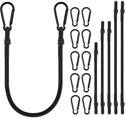 Adios Corde Elastiche, 6 Corde Elastiche con Gancio, Cavi Elastici di Fissaggio in Gomma Elastica per Trasporto, Ganci Cinghia Elastica per Tendalini, Teloni, Campeggio e Bagagli (30, 60 e 80 cm)