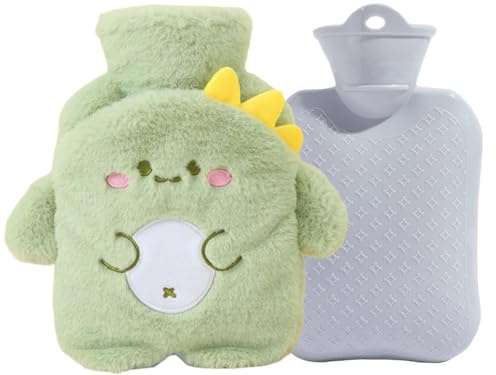 Wärmflasche Kinder,Wärmflasche,Wärmflasche Dino Tier Wärmflaschen für Kinder,Dinosaurier Wärmflasche mit Handwärmerbezug,Dinosaurier Wärmflasche Stitch mit Weichem Bezug,15 * 22cm