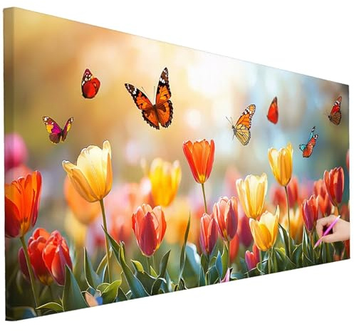 Diamond Painting Grande 250x100cm Diamond Painting Mariposa Cuadro Diamantes Kit 5D DIY Flor Pintura de Diamantes Punto de Cruz Kit Manualidades para Adultos Cristal Art para Regalo Home Decor J-01