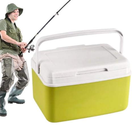 Caja Fría Portátil - Caja Estanca con 4 Bloques de Hielo,Recipiente Térmico de Gran Capacidad con Portaequipajes Ergonómico para Viaje Barbacoa Picnic Suministros Camping